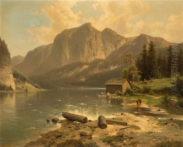 Der Altausseersee Mit Der Trisselwand In Steiermark by Adolf Chwala