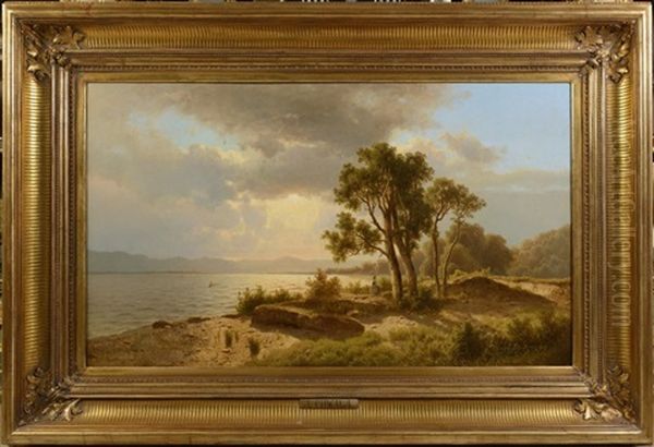 Landscape With A Lake Oil Painting by Adolf Chwala