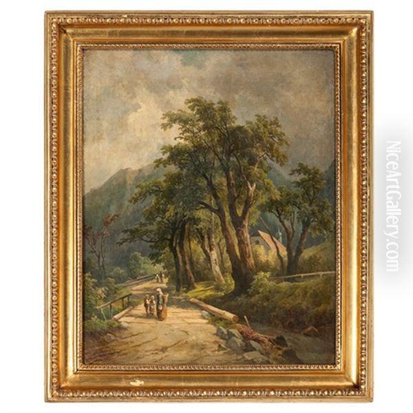 Landscape With Bridge Oil Painting by Adolf Chwala