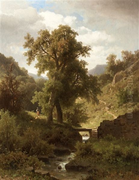 Summer In The Mountains Oil Painting by Adolf Chwala