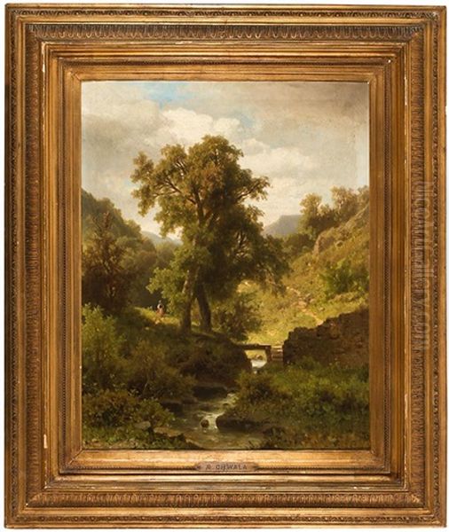 En La Corriente (am Waldbach) Oil Painting by Adolf Chwala