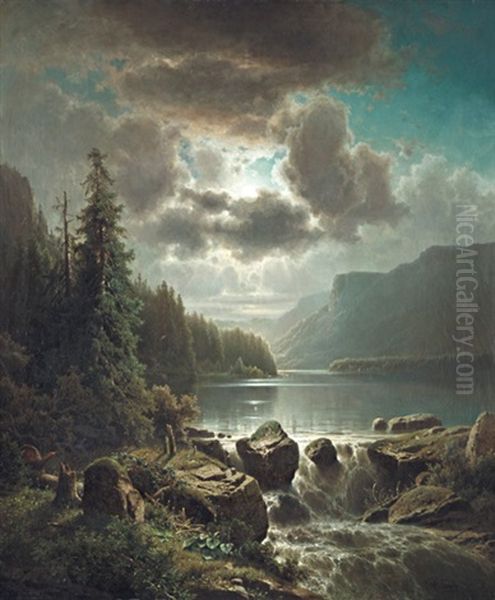 Holdfenyes Haldensee Oil Painting by Adolf Chwala