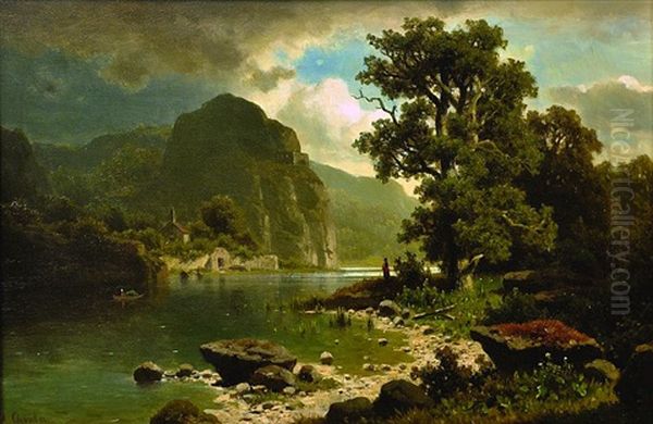 Landscape With River And Chapel Oil Painting by Adolf Chwala