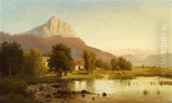 Auenlandschaft Oil Painting by Adolf Chwala