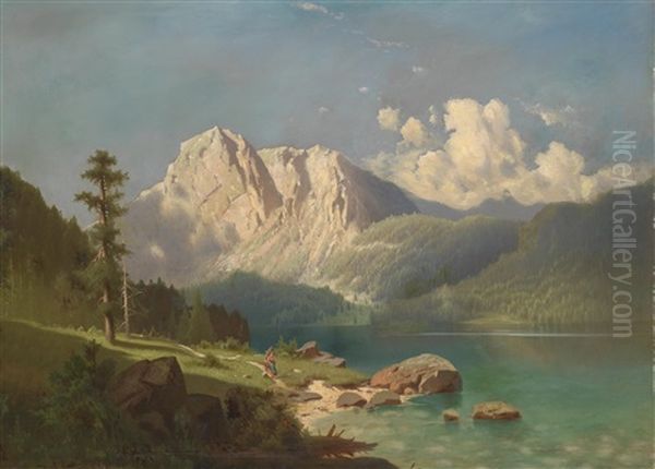 Gebirgssee Oil Painting by Adolf Chwala