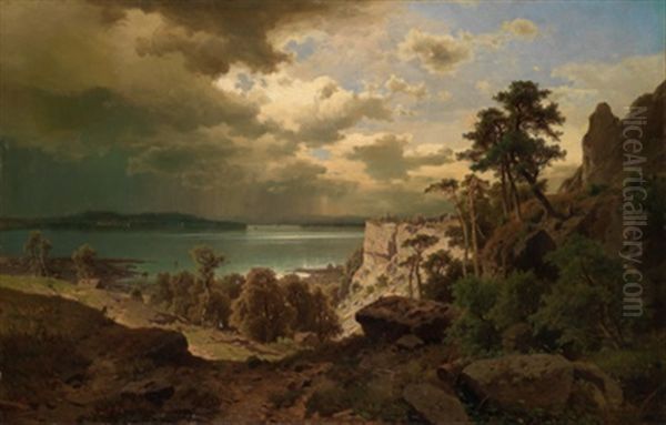 Blick Auf Den Attersee Gegen Kammern Oil Painting by Adolf Chwala