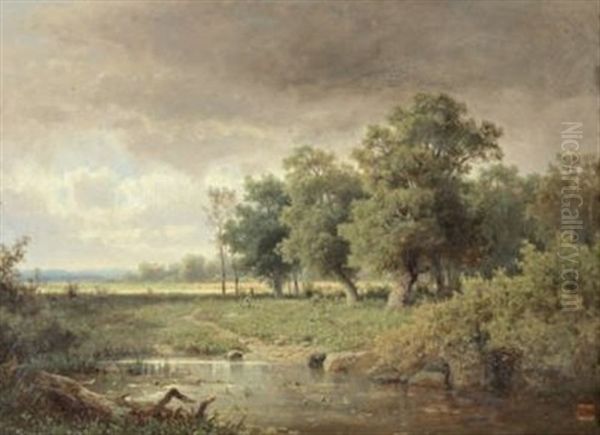 Paysage A L'etang, La Plaine A L'oree De La Foret Oil Painting by Adolf Chwala