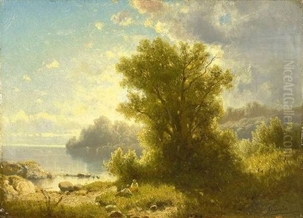 Abend Am Brienzer See Oil Painting by Adolf Chwala