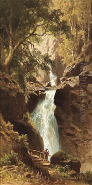 Wasserfall Im Gebirge Oil Painting by Adolf Chwala