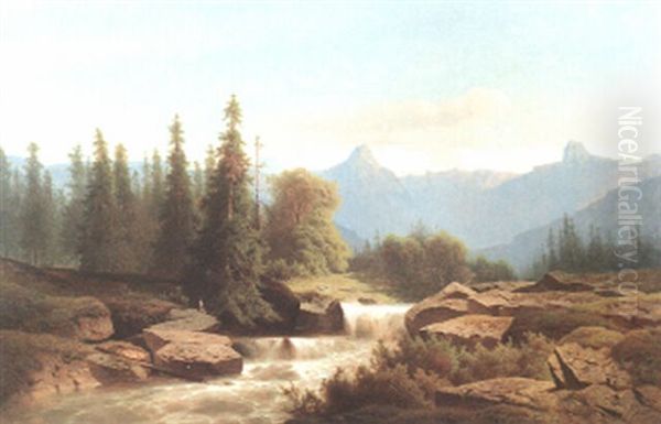 Alpenlandschaft Oil Painting by Adolf Chwala