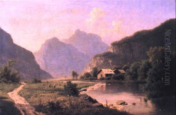 Morgenstimmung Im Tal Oil Painting by Adolf Chwala