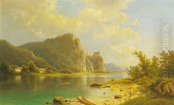 Lake Scenes Oil Painting by Adolf Chwala