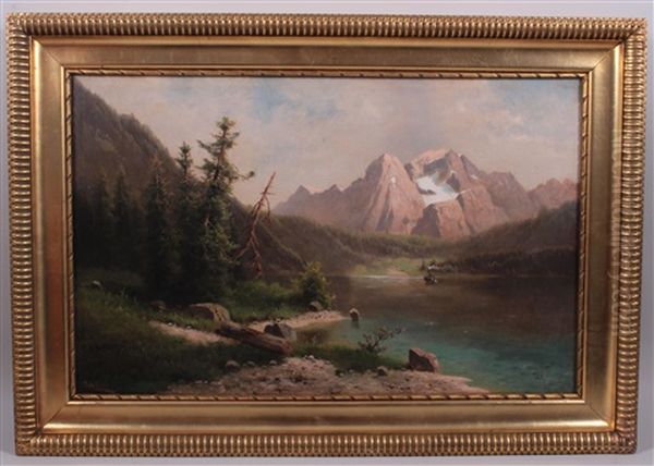 Gebirgssee Mit Dampfer Oil Painting by Fritz Chwala