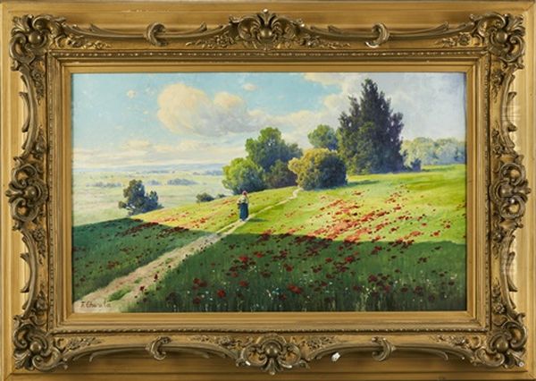 Landskap Med Blomsterang Oil Painting by Fritz Chwala