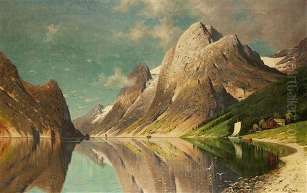 Bergsee Oil Painting by Fritz Chwala