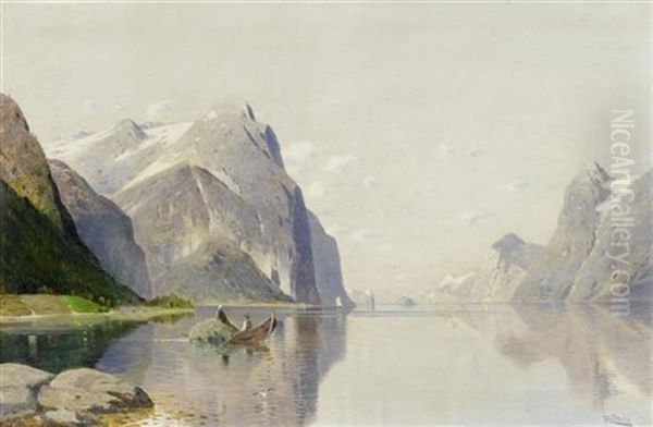 Fjordlandschaft Oil Painting by Fritz Chwala