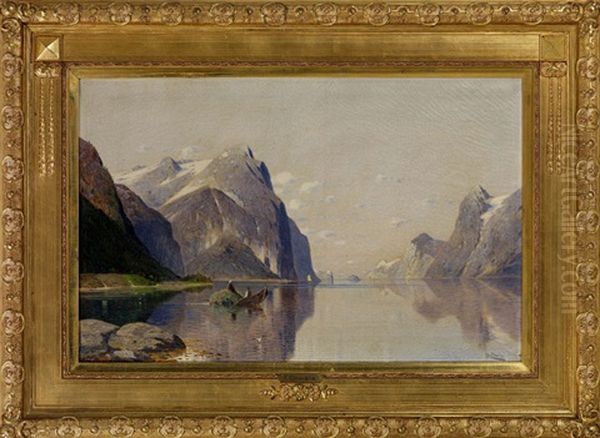 Am Hardangerfjord, Norwegen (sommerlandschaft) Oil Painting by Fritz Chwala