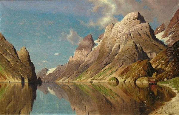 Sommertag An Einem Norwegischen Fjord Oil Painting by Fritz Chwala