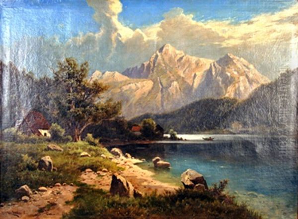 Hollengebirge Am Attersee Oil Painting by Fritz Chwala