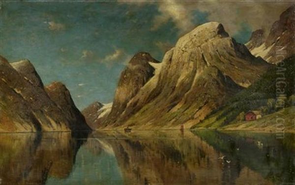 Fjord Oil Painting by Fritz Chwala