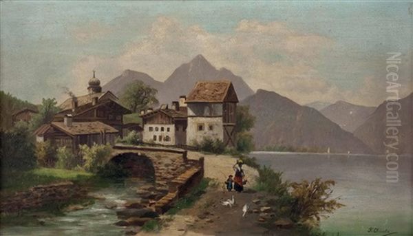 Hauser Am Tegernsee Oil Painting by Leopoldine Chwala