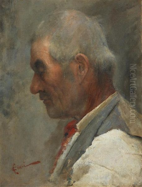 Portrait Of A Man In Profile Oil Painting by Cesare Ciani