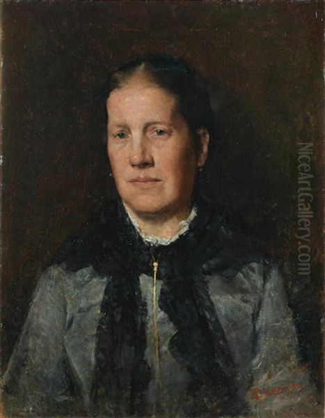 Portrait Of A Lady, Half Length Oil Painting by Cesare Ciani