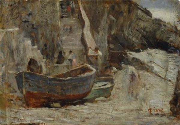 Riomaggiore Oil Painting by Cesare Ciani