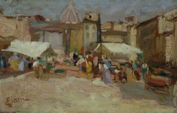 Mercato A Firenze Oil Painting by Cesare Ciani