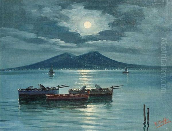 Fishermen In The Bay Of Naples by Vincenzo Ciappa