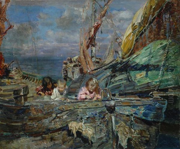 Bambini Sulla Barca Oil Painting by Beppe Ciardi