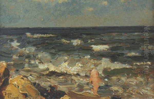 Sul Mare A San Pietro In Volta, 1920 Oil Painting by Beppe Ciardi