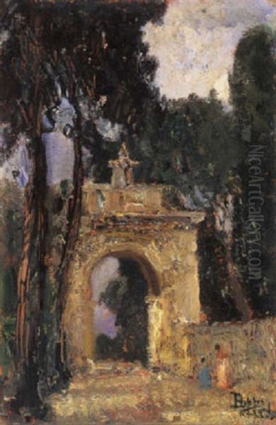 Ingresso Di Villa Borghese A Roma Oil Painting by Beppe Ciardi