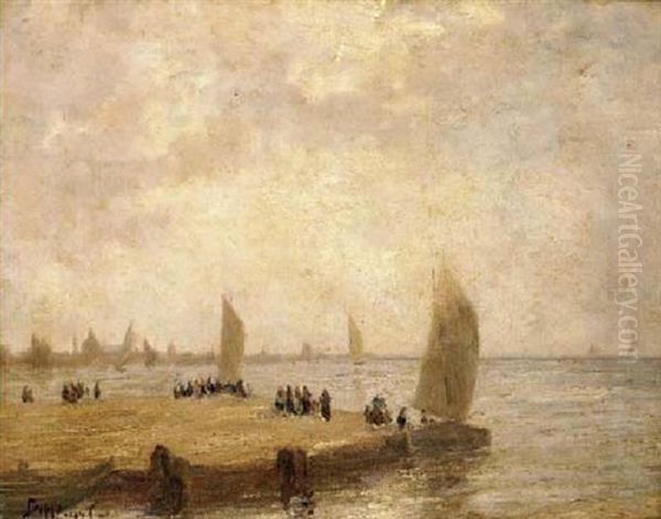 A Venetian Lagoon Oil Painting by Beppe Ciardi