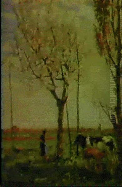 In The Fields At Springtime Oil Painting by Beppe Ciardi