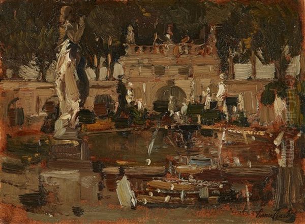 Well In The Park Of The Villa Pisani In Stra Oil Painting by Emma Ciardi