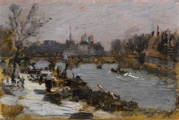 The Seine In Paris Oil Painting by Emma Ciardi