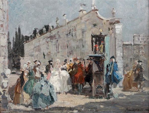 Marionnettes Sur Une Place A Venise Oil Painting by Emma Ciardi