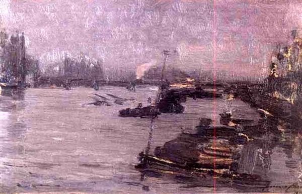 Il Tamigi, Londra - The Thames, London Oil Painting by Emma Ciardi