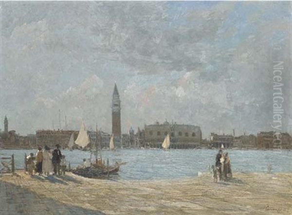 Piazza San Marco Seen From Santa Maria Della Salute Oil Painting by Emma Ciardi