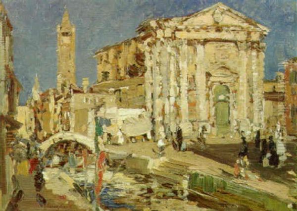 Venezia A Campo San Barnaba Oil Painting by Emma Ciardi