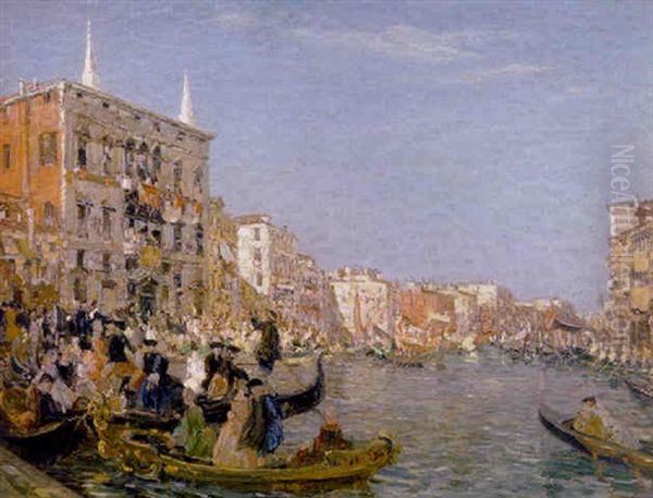 The Great Fete On The Grand Canal, Venice Oil Painting by Emma Ciardi