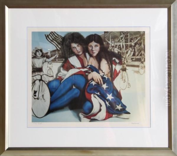 Ladies In Flag Oil Painting by Robert Anderson