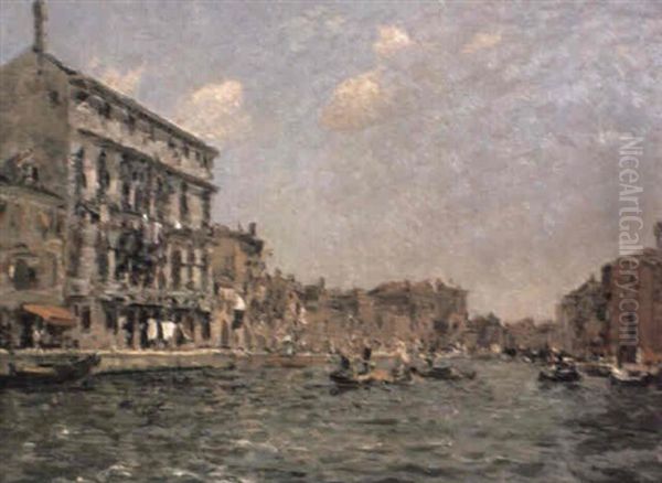 Gondolas On The Grand Canal, Venice Oil Painting by Emma Ciardi