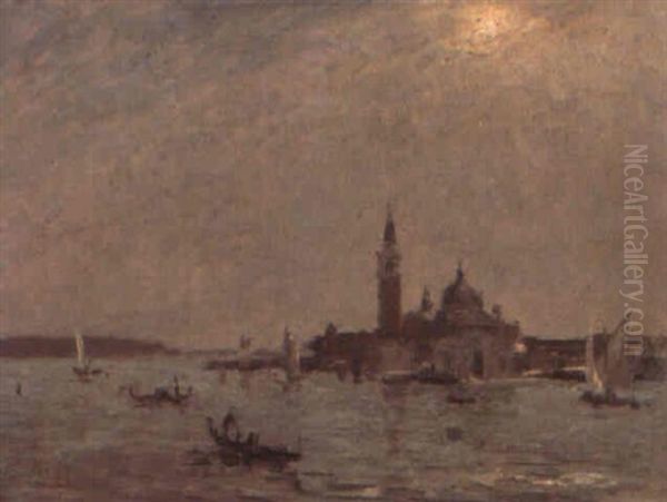 Gondole A San Giorgio, (scirocco) Oil Painting by Emma Ciardi