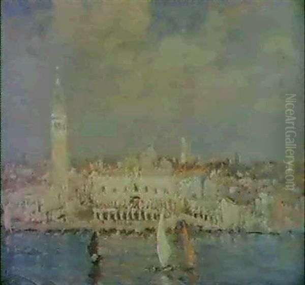 Riva Degli Schiavone E Palazzo Ducale Oil Painting by Emma Ciardi