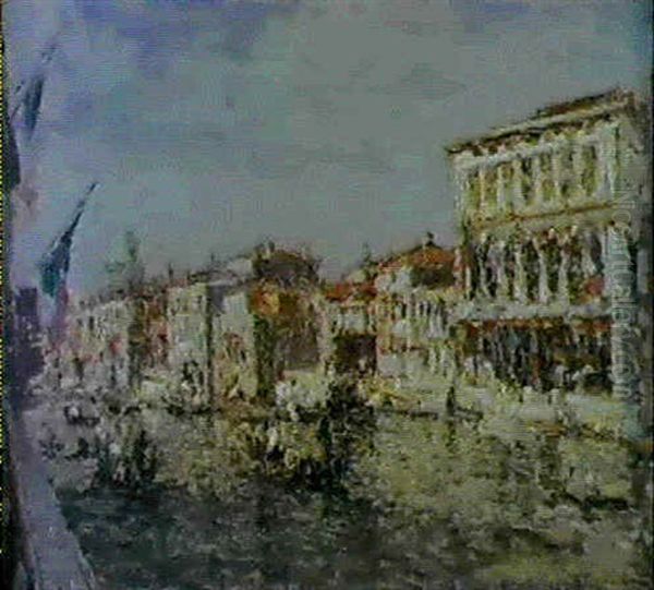 Palazzo Rezzonico In Canal Grande Oil Painting by Emma Ciardi