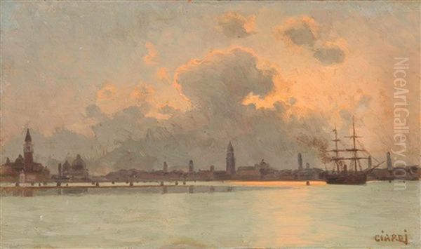 Veduta Di Venezia Allimbrunire Oil Painting by Guglielmo Ciardi