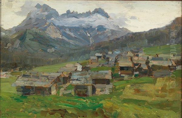 Sappada Oil Painting by Guglielmo Ciardi