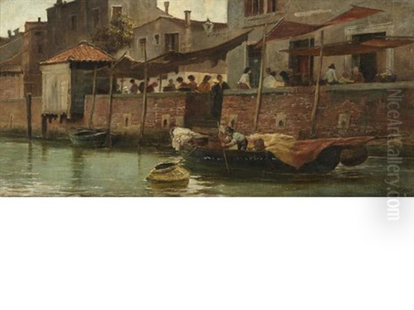 Mercato Alla Giudecca Oil Painting by Guglielmo Ciardi